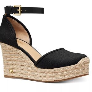 Michael Kors Black and Tan Wedge Sandals